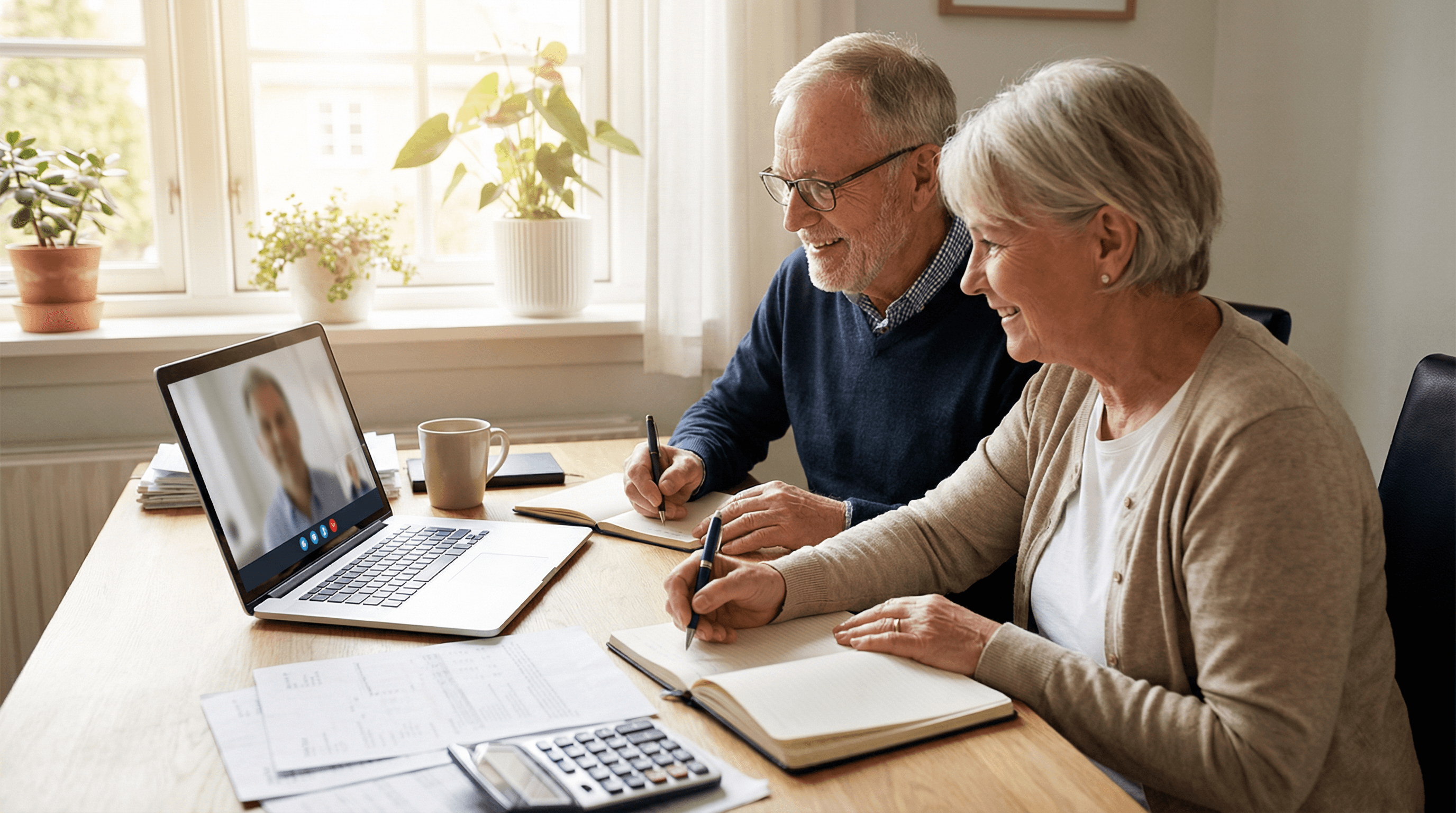 Video call setup representing family coordination via SeniorSafe