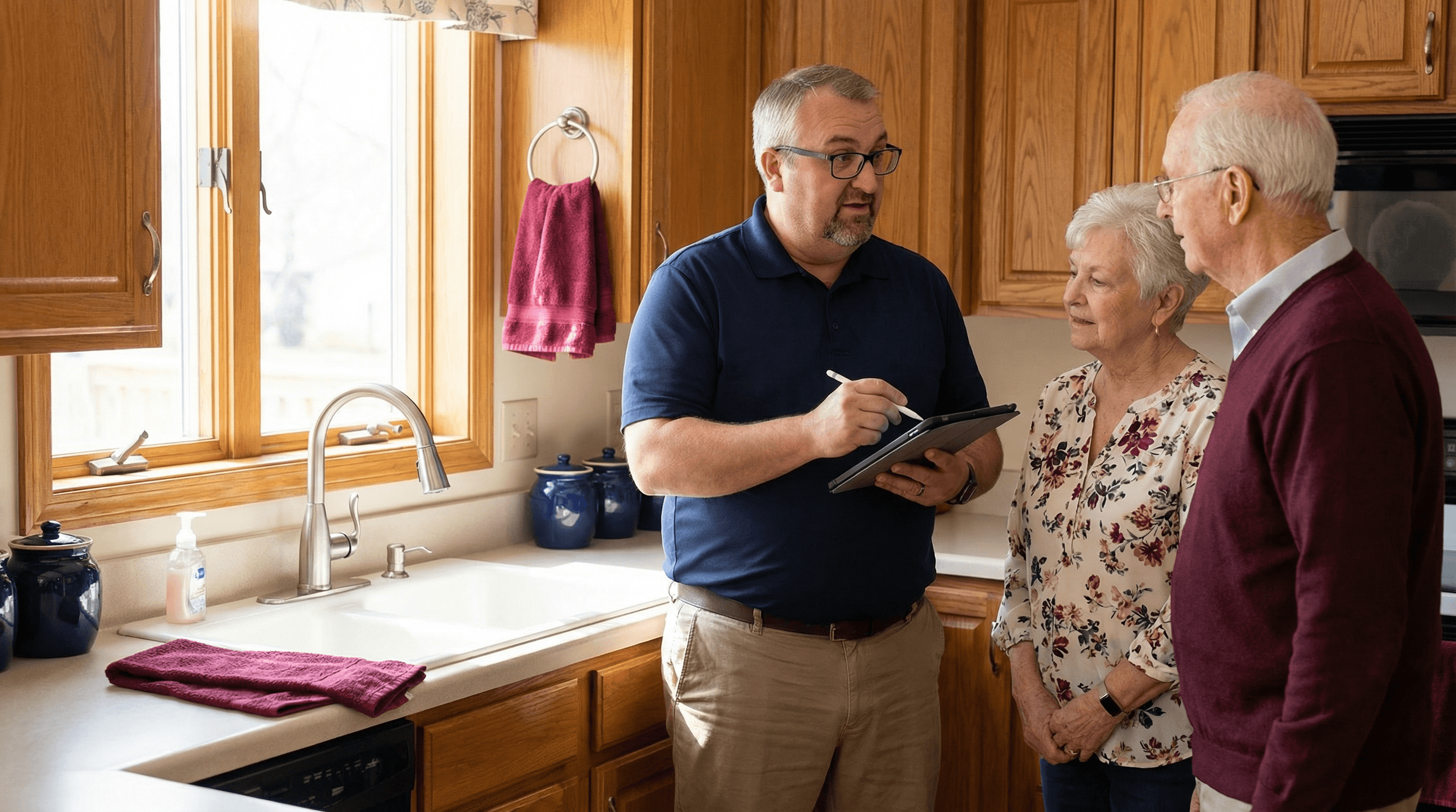 Ryan Riggins walking a property as an advocate on the home sale